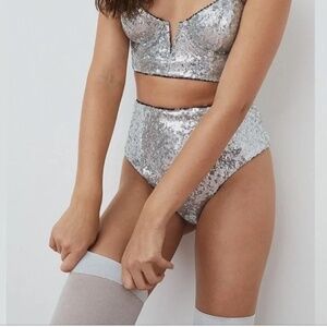 NWOT FOR LOVE & LEMONS Sequin High Waisted Panty - Size XXS